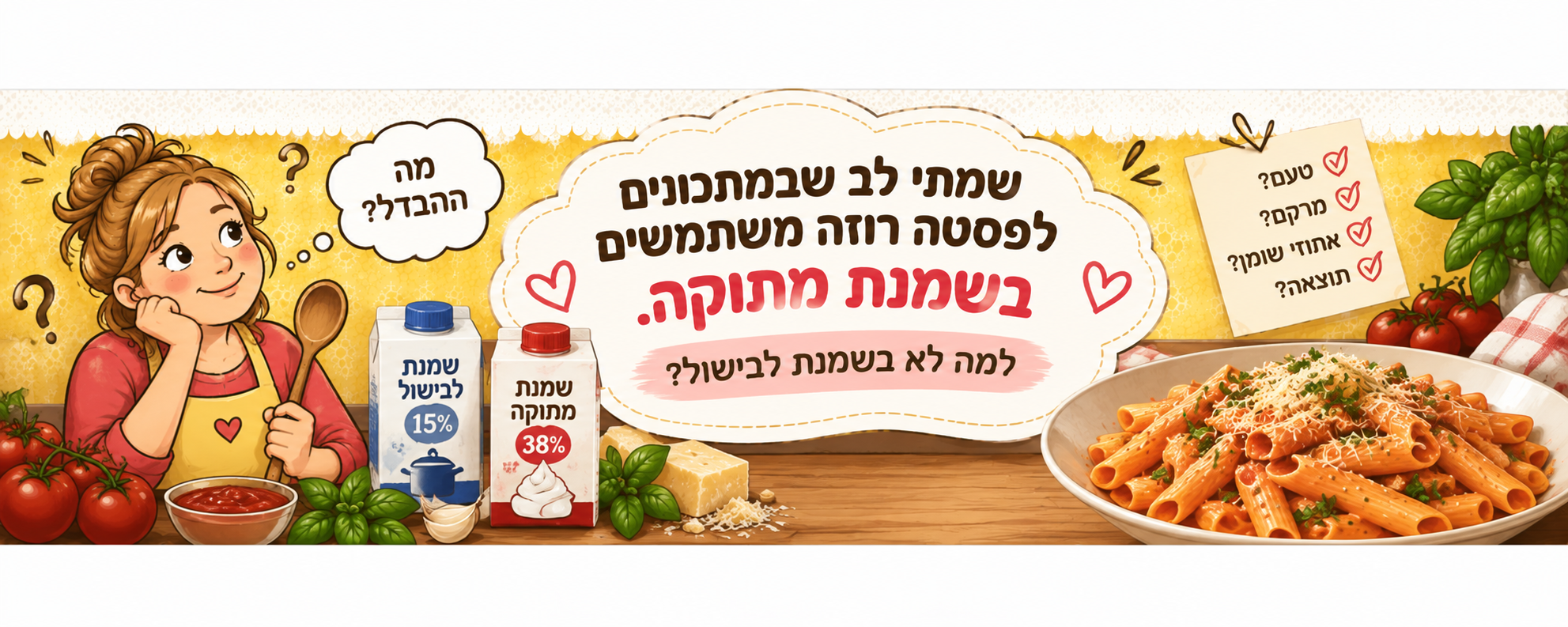 למה בפסטה רוזה משתמשים בשמנת מתוקה?