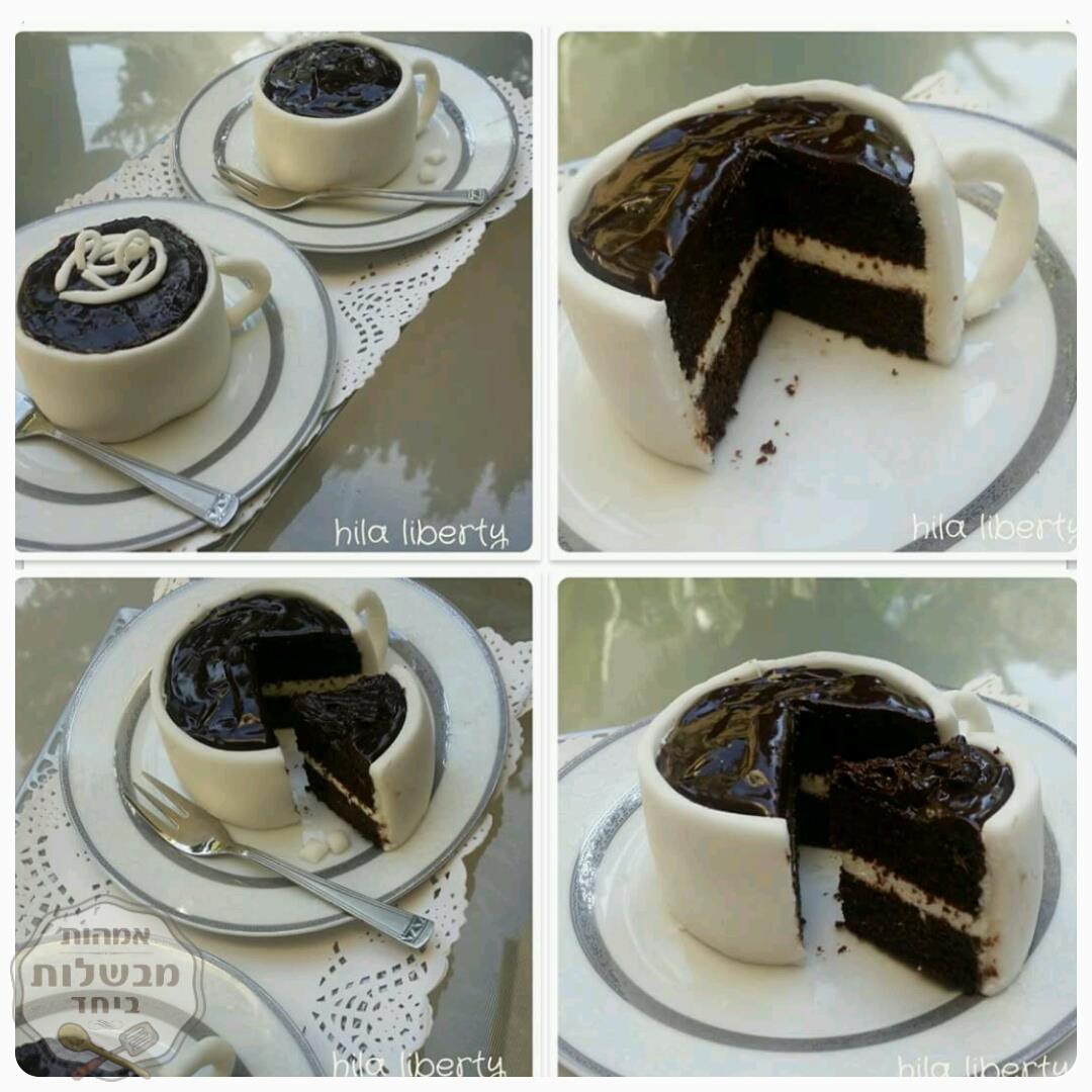 עוגת שוקולד -בכוס מבצק סוכר מרשים וחגיגי
