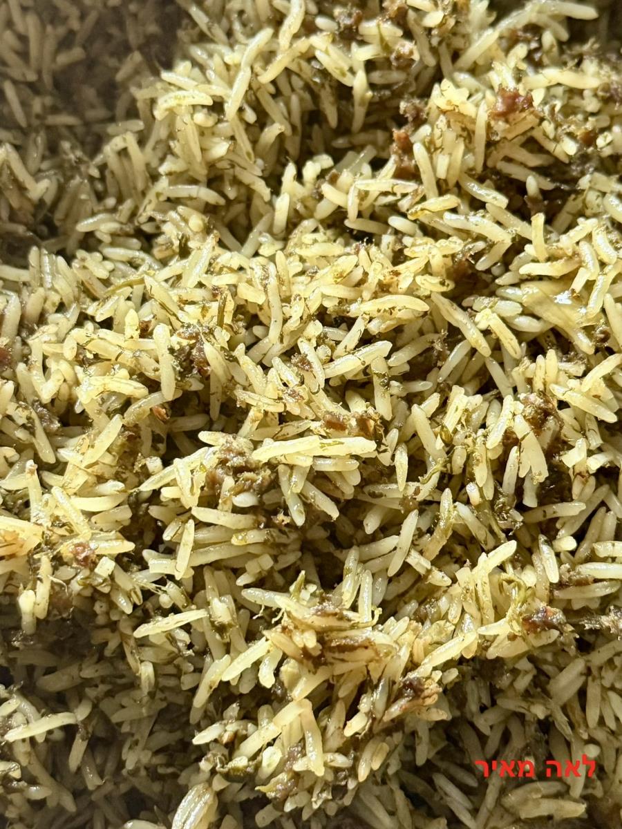 בחש - אורז בוכרי ירוק עם בשר טחון ועשבי תיבול של סבתא לאה