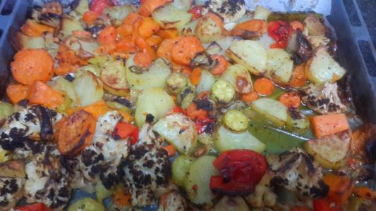 ירקות מאודים בתנור
