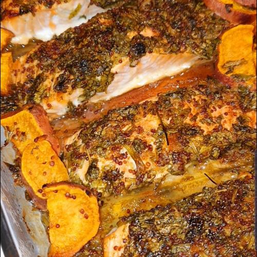 דג סלמון בחרדל דבש ובטטות בתנור 🔥❤