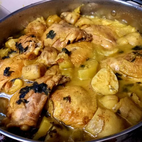 עוף עם ארטישוק ירושלמי (בטטה קסביה)