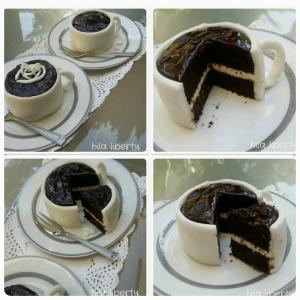 עוגת שוקולד -בכוס מבצק סוכר מרשים וחגיגי