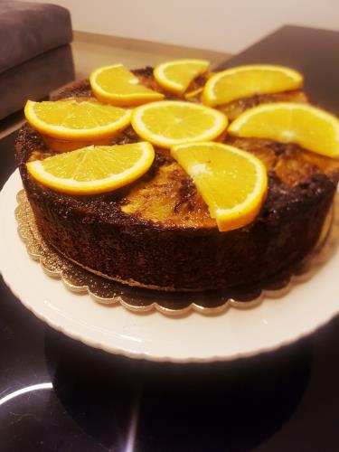 עוגת שוקולד ותפוז הפוכה