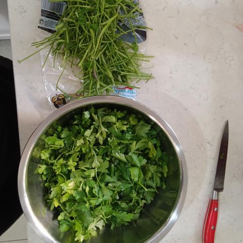 פסטו מהגבעולים שנשארים מהירק.